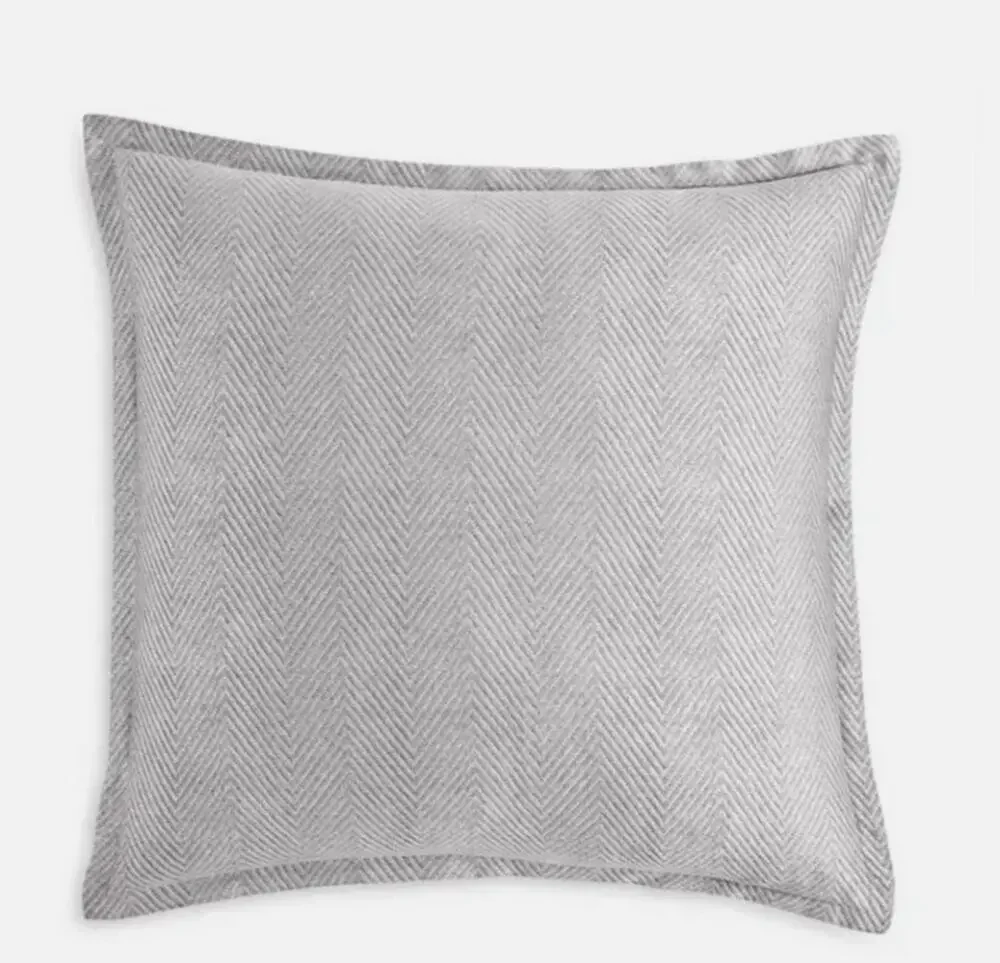 Hudson Park Palermo Euro Pillow Sham Gray Chevron Pattern Italy 100% Cotton
